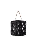 Urban Trends Collection Wood Cylindrical Lantern with Rope Handle Black Medium 55001